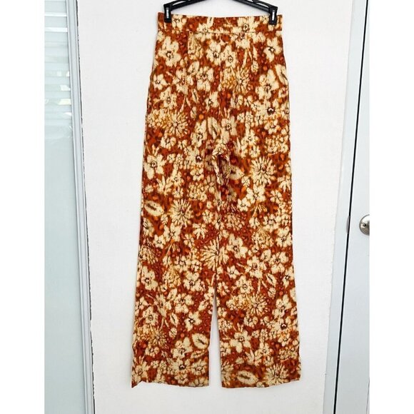 Zara Linen Palazzo Pants XSMALL ORANGE burnt Bohemian - Picture 12 of 15